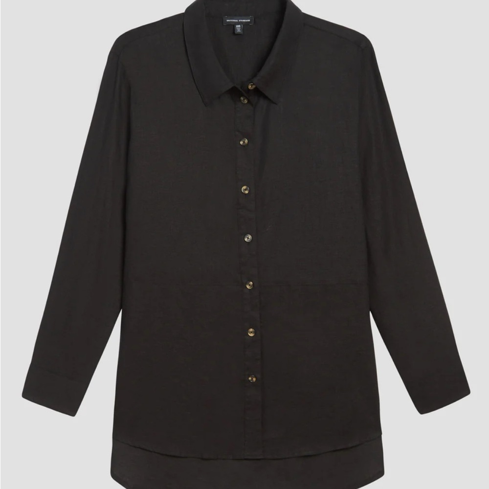 Universal Standard Dawn Black Linen Blend Tunic